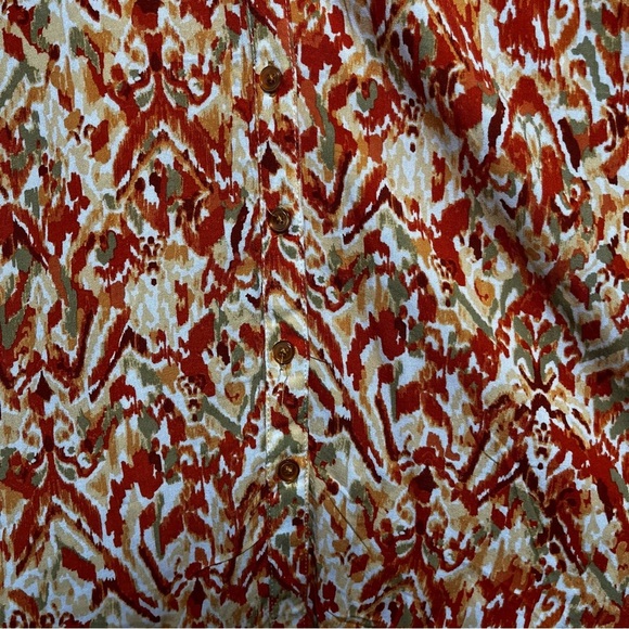 NEW Emily Daniels Women Top 2X Orange‎ Paisley Button Front Roll Tab 3/4 Sleeve - Picture 5 of 8